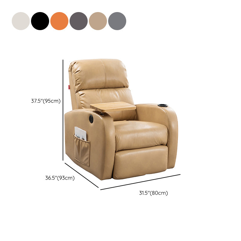 Contemporary Standard Recliner Side Pockets Indoor Solid Color Metal Manual-Push Botton