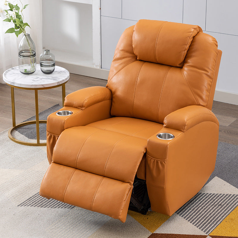 Contemporary Recliner Chair Metal Solid Color Swivel Rocker Indoor Cup Holders