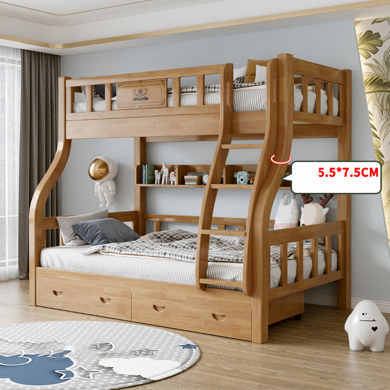 Scandinavian Kids Bed Gender Neutral Solid Wood Bunk Bed with Guardrail