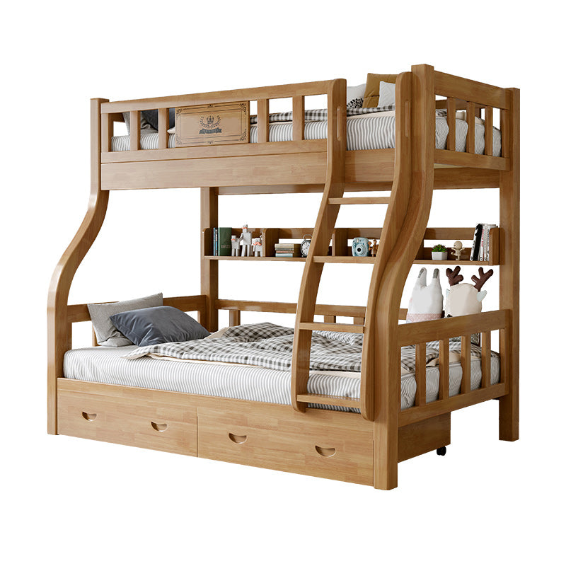 Scandinavian Kids Bed Gender Neutral Solid Wood Bunk Bed with Guardrail