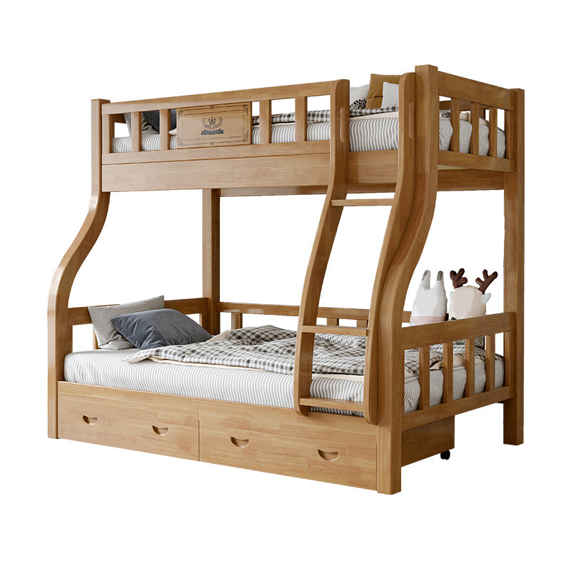 Scandinavian Kids Bed Gender Neutral Solid Wood Bunk Bed with Guardrail