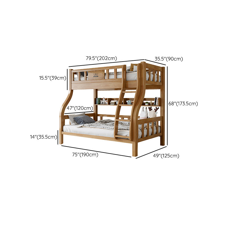 Scandinavian Kids Bed Gender Neutral Solid Wood Bunk Bed with Guardrail