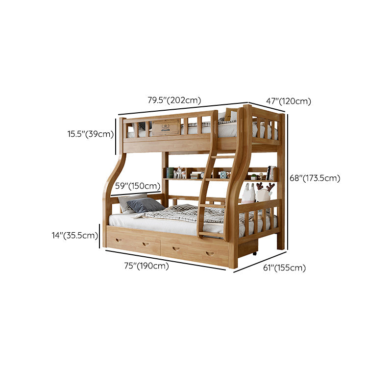 Scandinavian Kids Bed Gender Neutral Solid Wood Bunk Bed with Guardrail