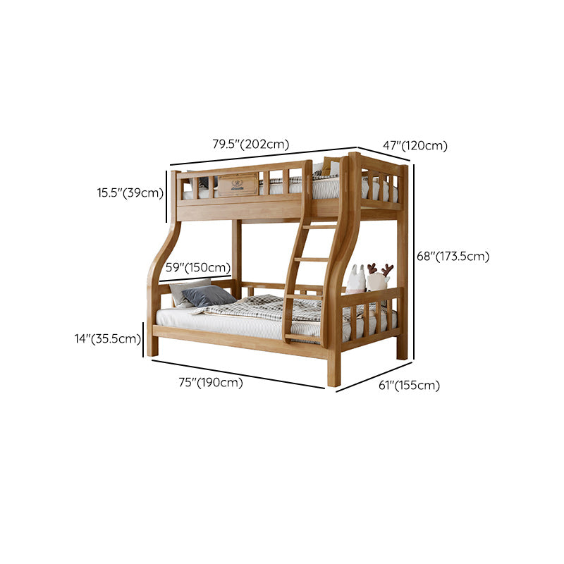 Scandinavian Kids Bed Gender Neutral Solid Wood Bunk Bed with Guardrail