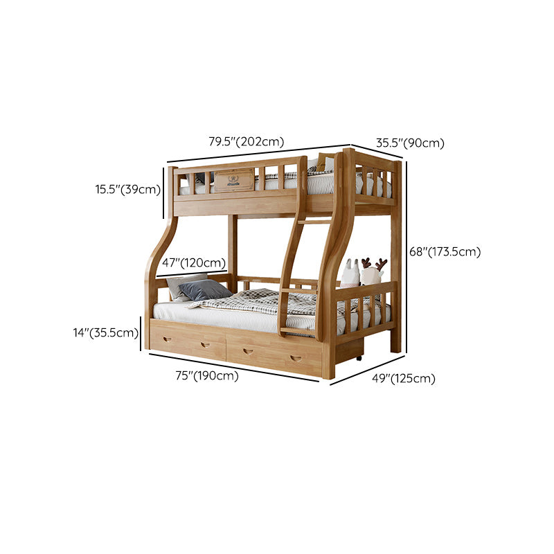 Scandinavian Kids Bed Gender Neutral Solid Wood Bunk Bed with Guardrail