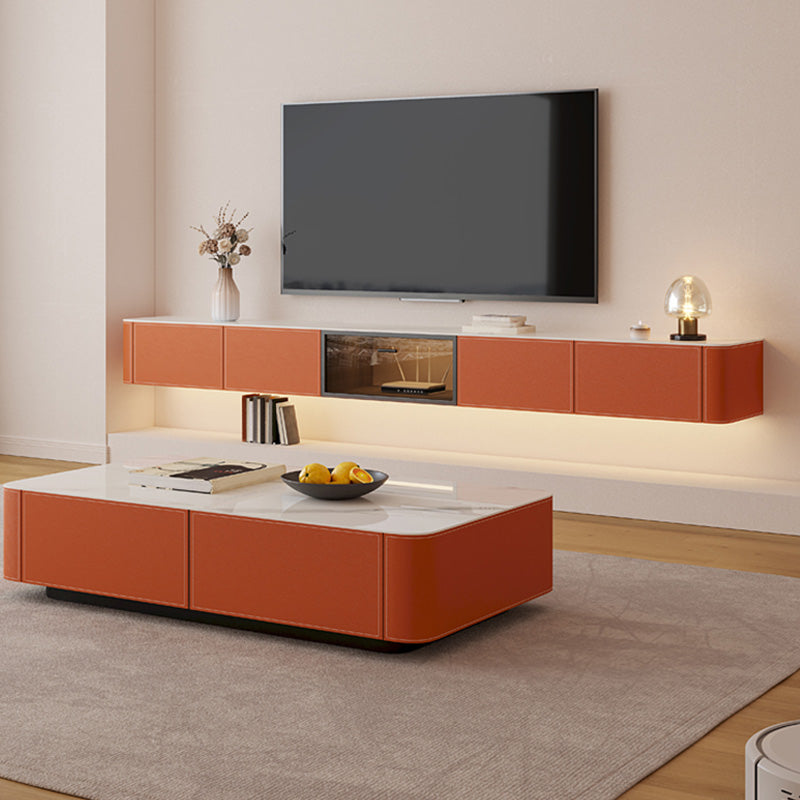 Contemporary TV Console Wall Mounted Stone Media Console for Home