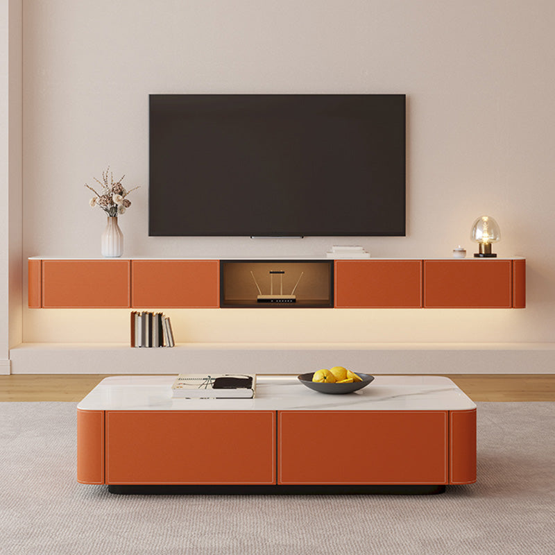 Contemporary TV Console Wall Mounted Stone Media Console for Home