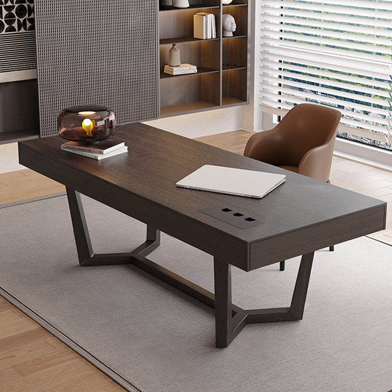 Contemporary Wood Office Desk Rectangular Writing Desk with Drawers for Office