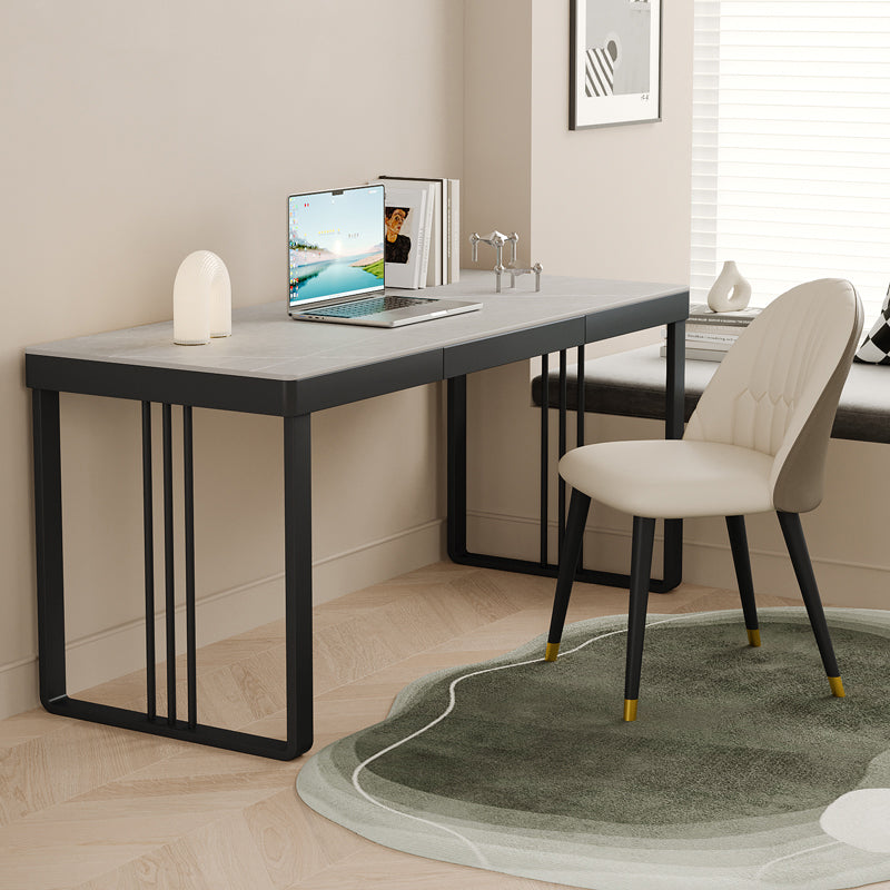 Rectangular Shape Contemporary Office Desk Stone Task Desk with 2 Legs for Home