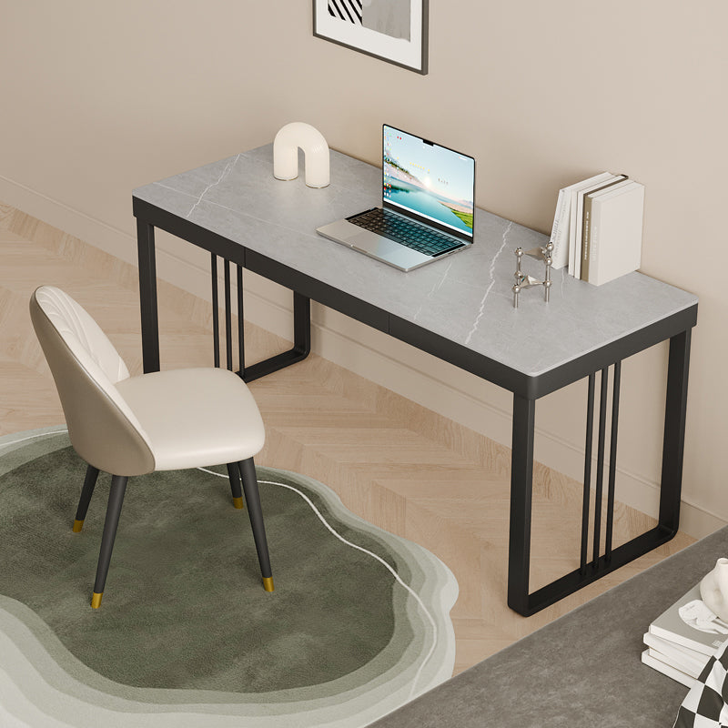 Rectangular Shape Contemporary Office Desk Stone Task Desk with 2 Legs for Home