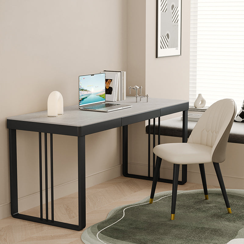 Rectangular Shape Contemporary Office Desk Stone Task Desk with 2 Legs for Home