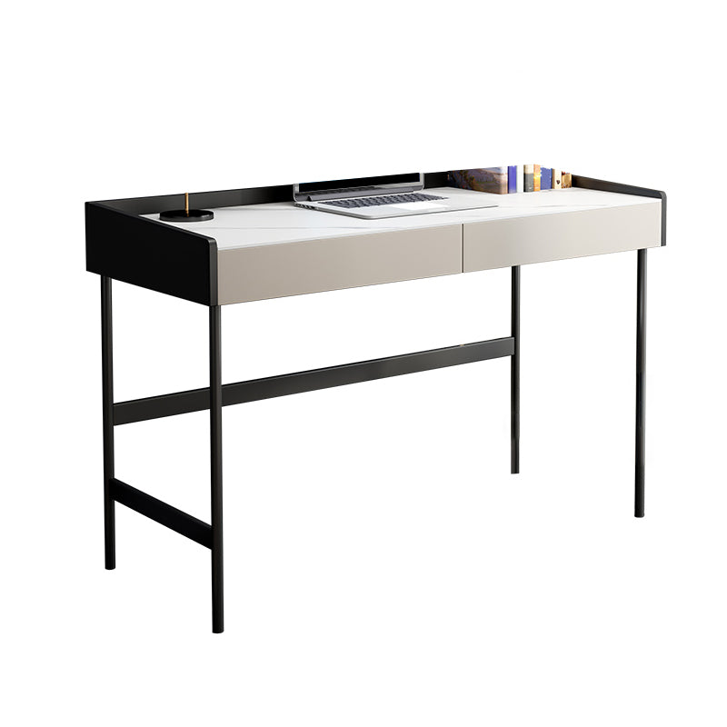 Rectangular Shaped Modern Office Table Stone Writing Desk in White and Black