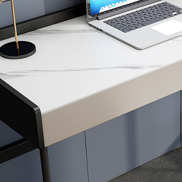 Rectangular Shaped Modern Office Table Stone Writing Desk in White and Black