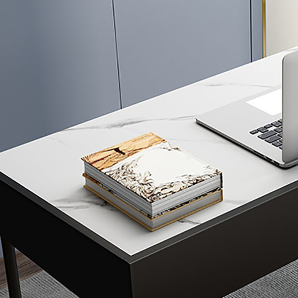 Rectangular Shaped Modern Office Table Stone Writing Desk in White and Black