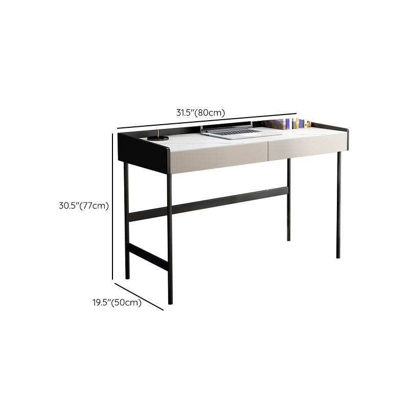 Rectangular Shaped Modern Office Table Stone Writing Desk in White and Black