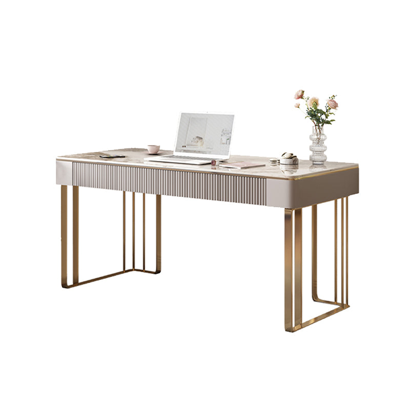 Rectangle Stone Top Office Desk Glam Style Writing Desk for Office