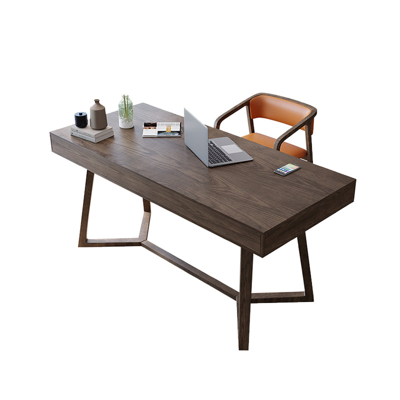 Rectangular Shaped Computer Table Wooden Writing Desk in Brown