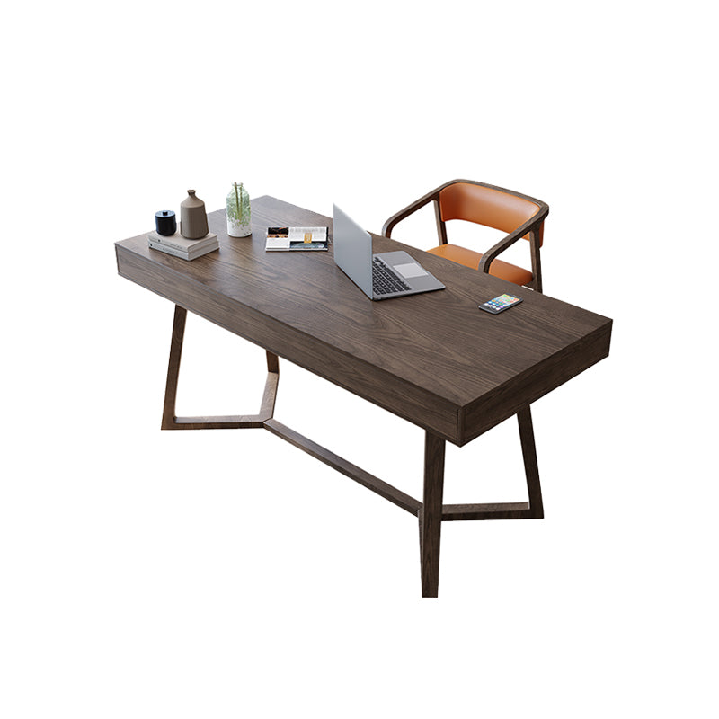 Rectangular Shaped Computer Table Wooden Writing Desk in Brown