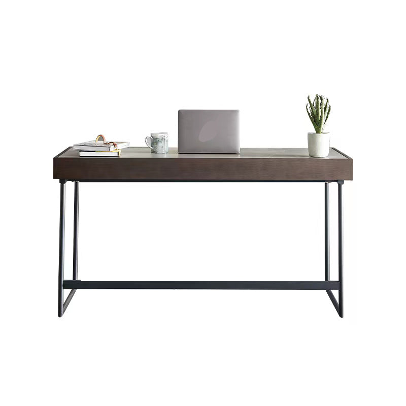 Rectangular Shape Contemporary Office Desk Stone Task Desk with 2 Legs in Grey