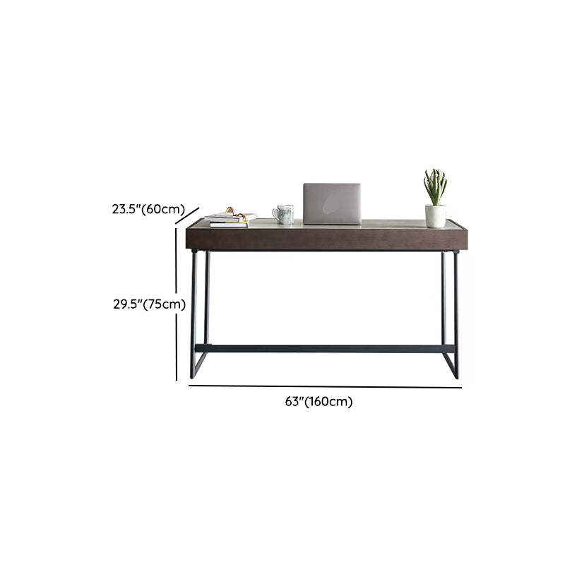 Rectangular Shape Contemporary Office Desk Stone Task Desk with 2 Legs in Grey