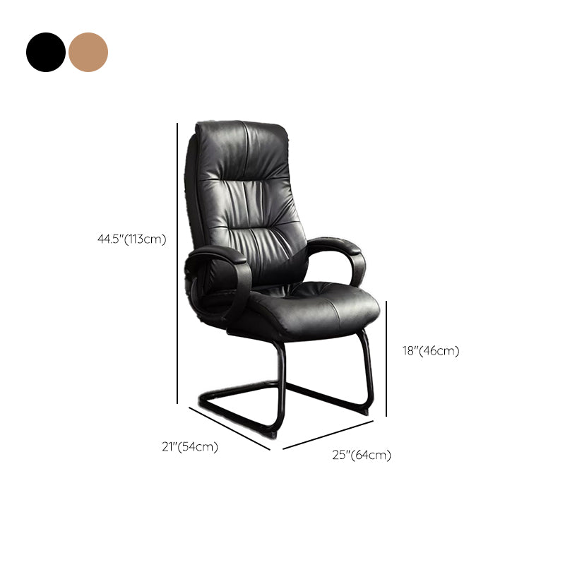 Fixed Arms Office Chair Leather No Distressing Ergonomic Desk Chair