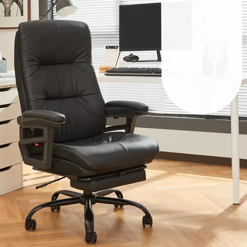 Modern Padded Arms Office Chair Leather Tilt Mechanism Chair with Wheels