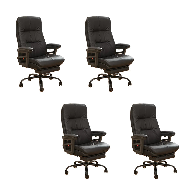 Modern Padded Arms Office Chair Leather Tilt Mechanism Chair with Wheels