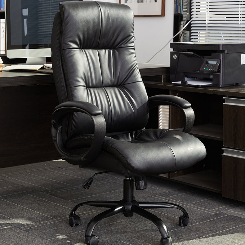 Modern Padded Arms Office Chair Leather Tilt Mechanism Chair with Wheels