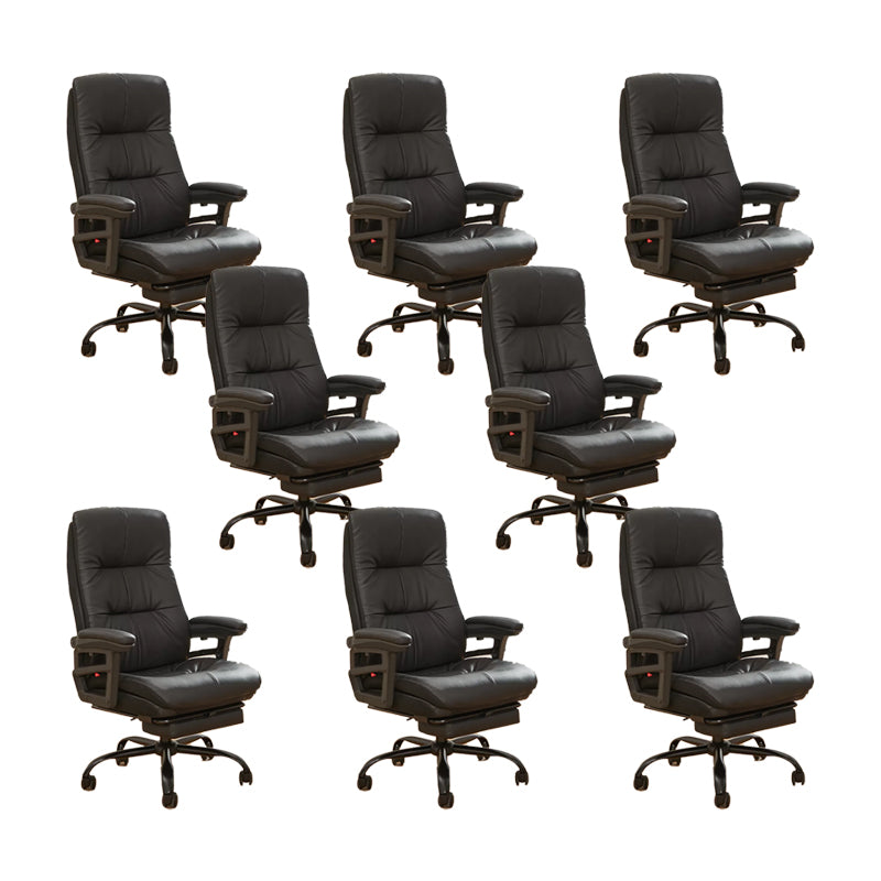 Modern Padded Arms Office Chair Leather Tilt Mechanism Chair with Wheels