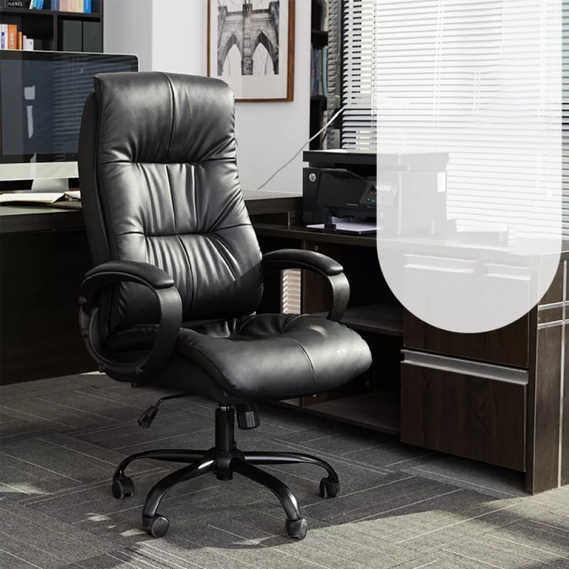 Modern Padded Arms Office Chair Leather Tilt Mechanism Chair with Wheels