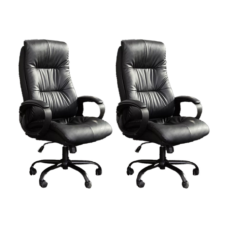 Modern Padded Arms Office Chair Leather Tilt Mechanism Chair with Wheels