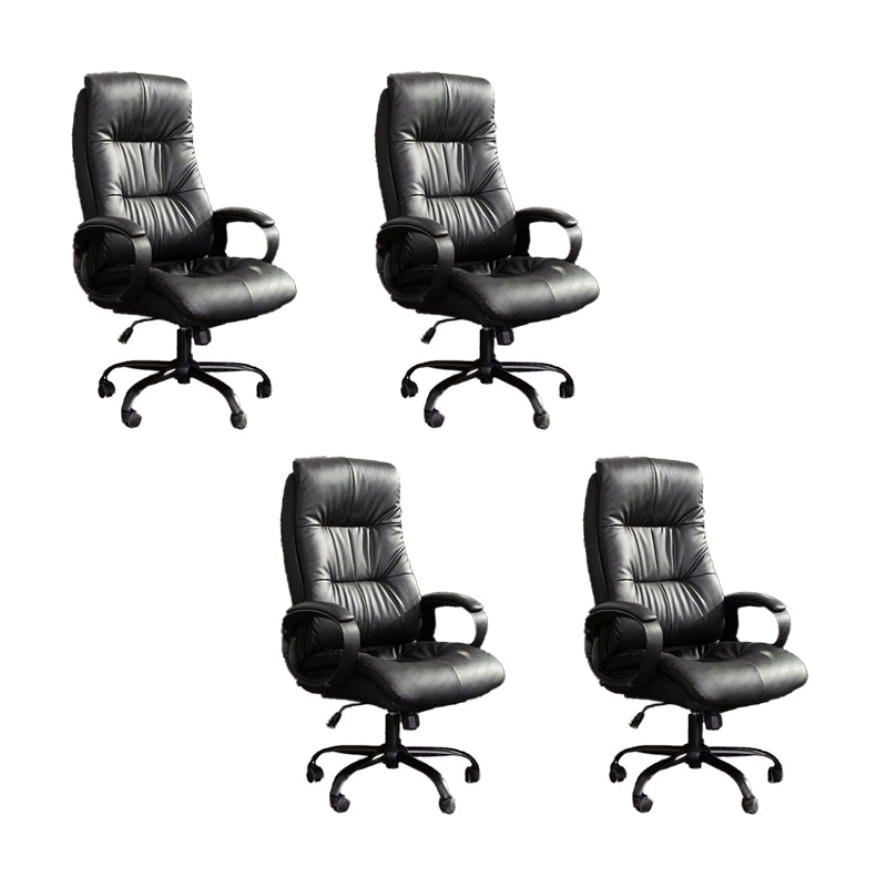 Modern Padded Arms Office Chair Leather Tilt Mechanism Chair with Wheels