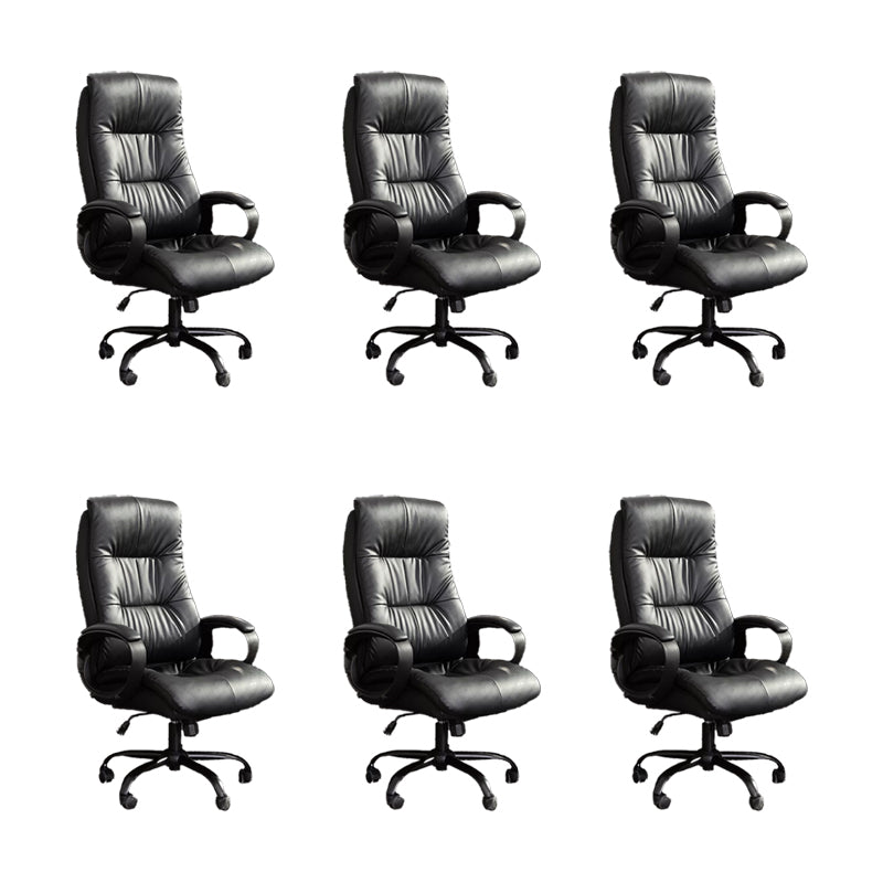 Modern Padded Arms Office Chair Leather Tilt Mechanism Chair with Wheels