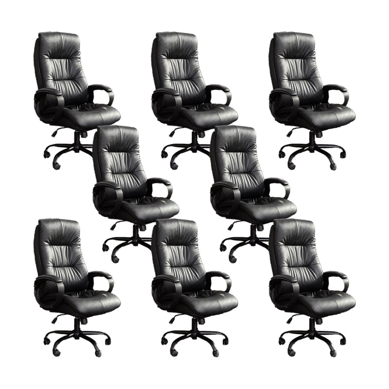 Modern Padded Arms Office Chair Leather Tilt Mechanism Chair with Wheels