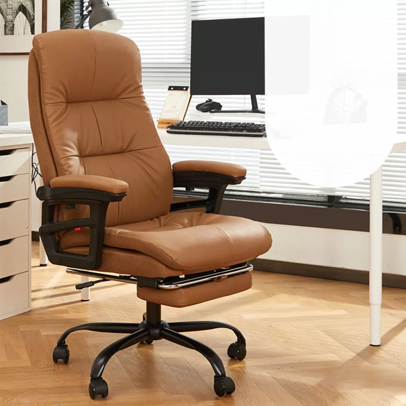 Modern Padded Arms Office Chair Leather Tilt Mechanism Chair with Wheels