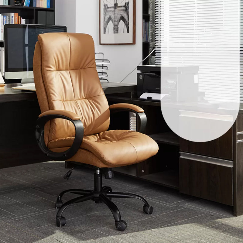 Modern Padded Arms Office Chair Leather Tilt Mechanism Chair with Wheels