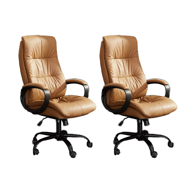 Modern Padded Arms Office Chair Leather Tilt Mechanism Chair with Wheels