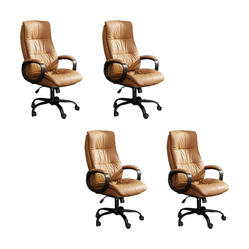 Modern Padded Arms Office Chair Leather Tilt Mechanism Chair with Wheels