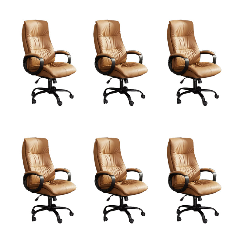 Modern Padded Arms Office Chair Leather Tilt Mechanism Chair with Wheels