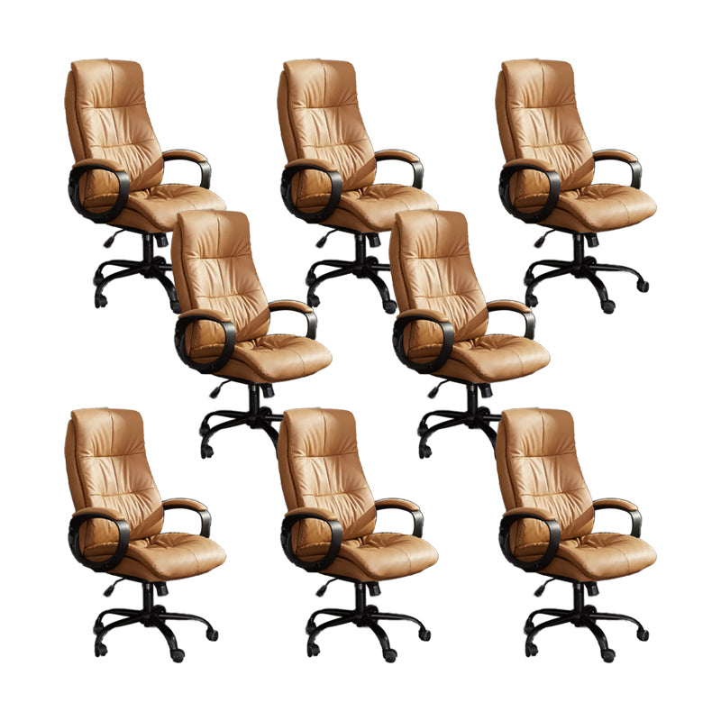 Modern Padded Arms Office Chair Leather Tilt Mechanism Chair with Wheels