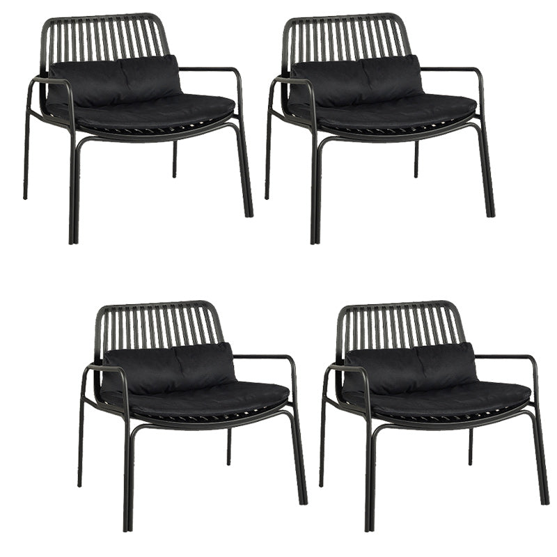 Contemporary Patio Arm Chair in Iron Frame Outdoors Dining Chairs