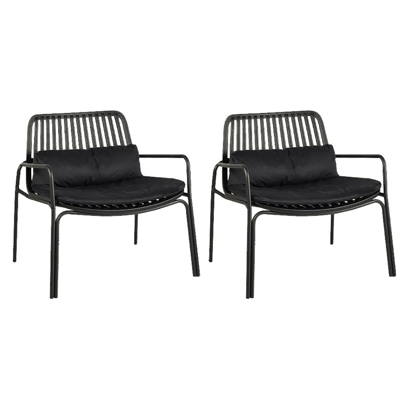 Contemporary Patio Arm Chair in Iron Frame Outdoors Dining Chairs