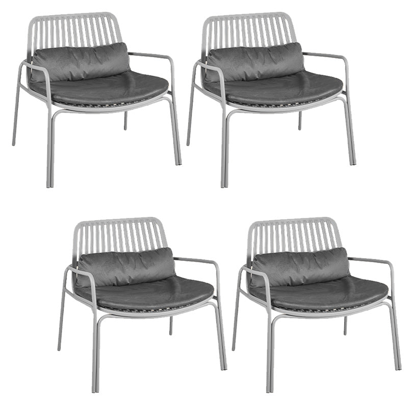 Contemporary Patio Arm Chair in Iron Frame Outdoors Dining Chairs