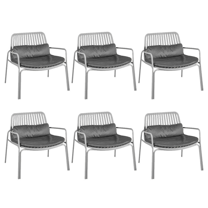 Contemporary Patio Arm Chair in Iron Frame Outdoors Dining Chairs