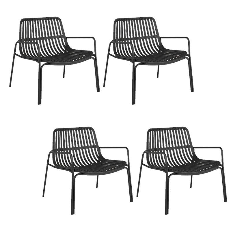 Contemporary Patio Arm Chair in Iron Frame Outdoors Dining Chairs