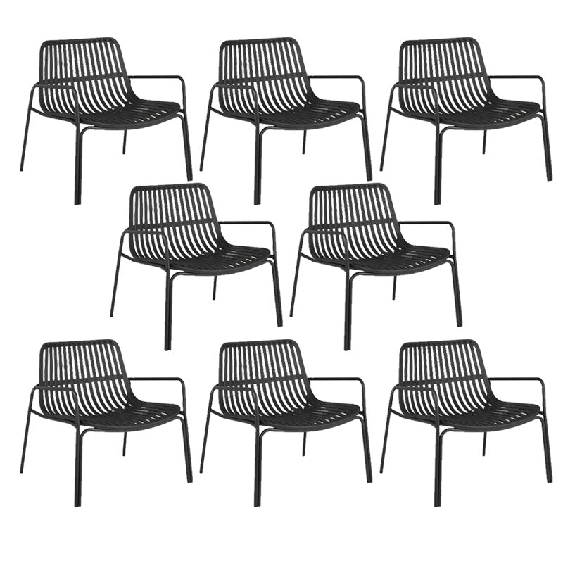 Contemporary Patio Arm Chair in Iron Frame Outdoors Dining Chairs