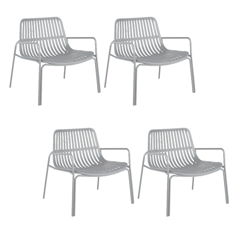 Contemporary Patio Arm Chair in Iron Frame Outdoors Dining Chairs