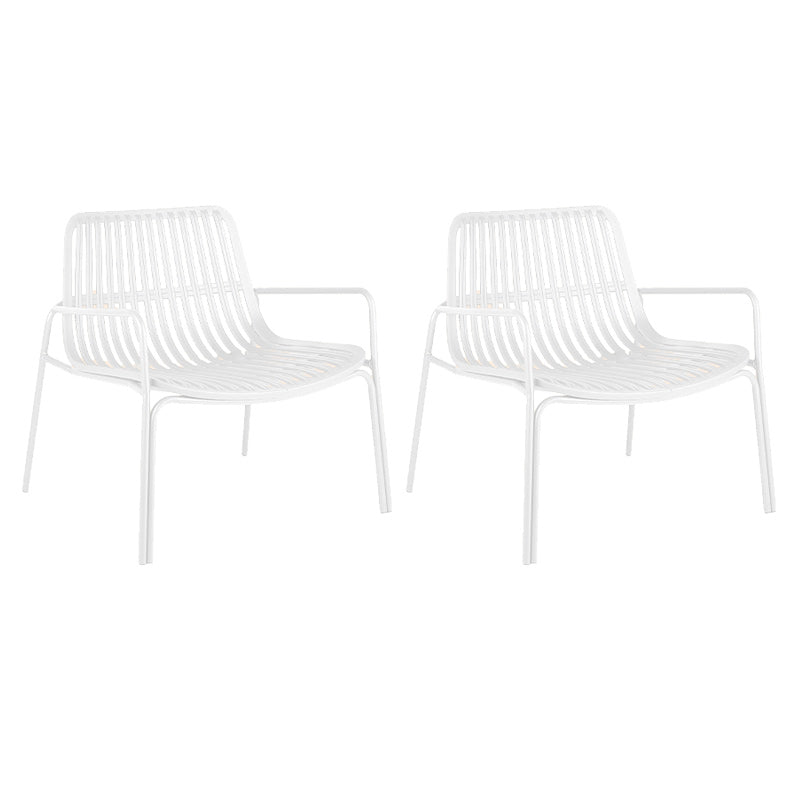 Contemporary Patio Arm Chair in Iron Frame Outdoors Dining Chairs