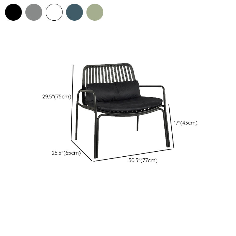 Contemporary Patio Arm Chair in Iron Frame Outdoors Dining Chairs