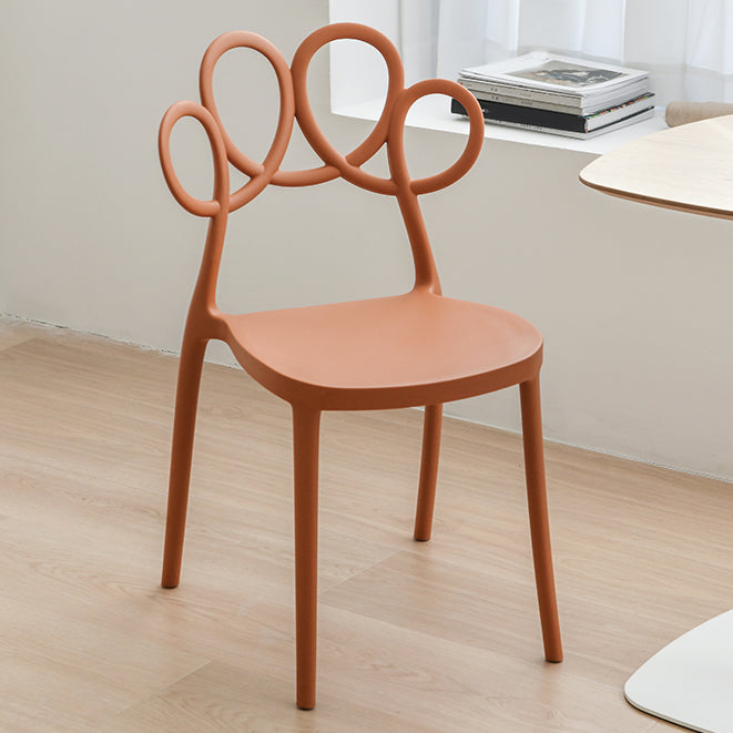 Contemporary Side Chair Armles with Open Back in Plastic Dining Side Chair